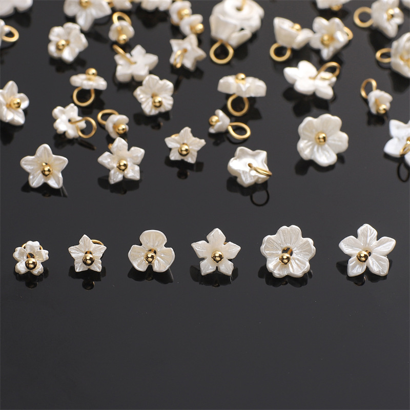Resin Mini Flower Bauhinia Cherry Blossom Pendant Loose Beads Diy Handmade Necklace