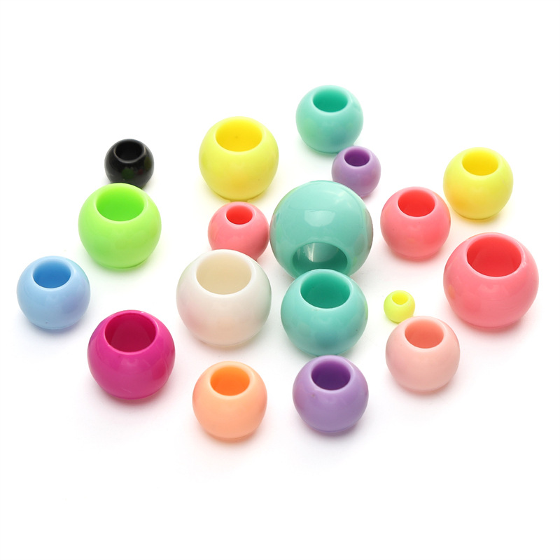 6-20mm Acrylic Ice Cream Color Large Hole Beads Mixed Round Handmade Diy Mobile Phone