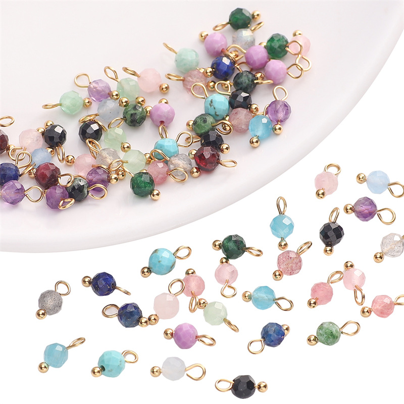 4mm Natural Stone Small Pendant, Handmade Diy Bracelet Necklace, Mobile Phone Chain