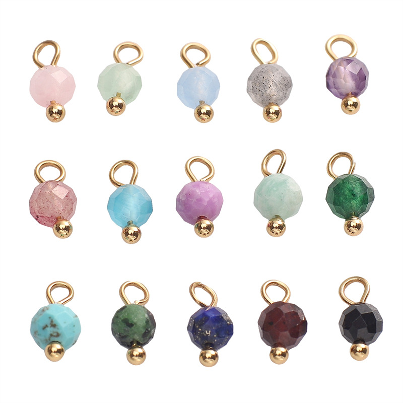 4mm Natural Stone Small Pendant, Handmade Diy Bracelet Necklace, Mobile Phone Chain