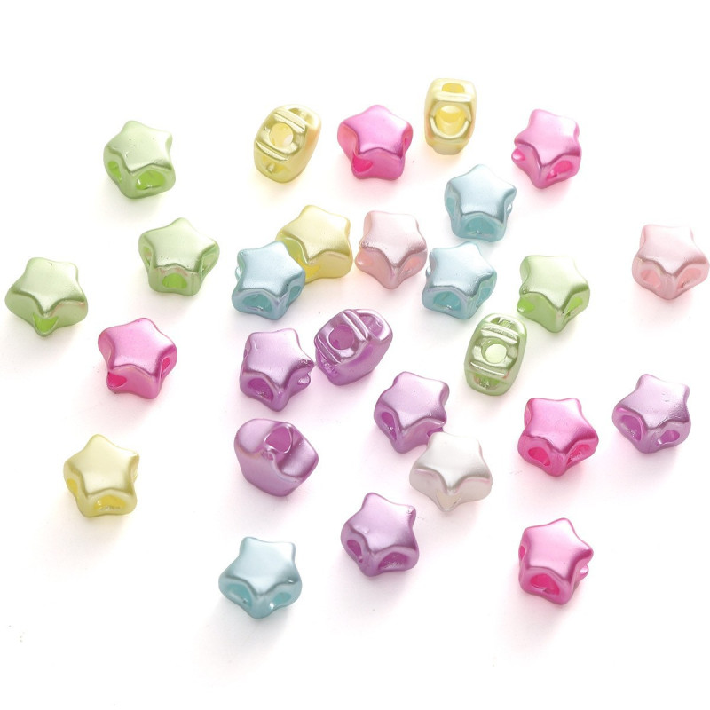 Acrylic Pearlescent Five-star Four-way Loose Beads Handmade Diy Bracelet Necklace Small