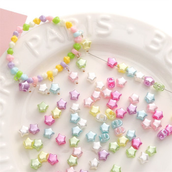 Acrylic Pearlescent Five-star Four-way Loose Beads Handmade Diy Bracelet Necklace Small