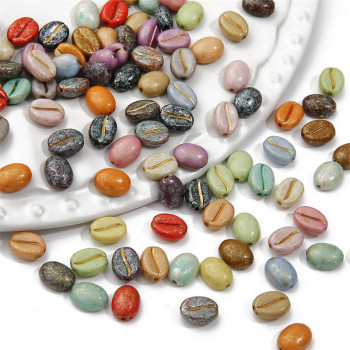 8x10mm Acrylic Picasso Coffee Bean Loose Beads Handmade Diy Accessories Beaded Bracelet