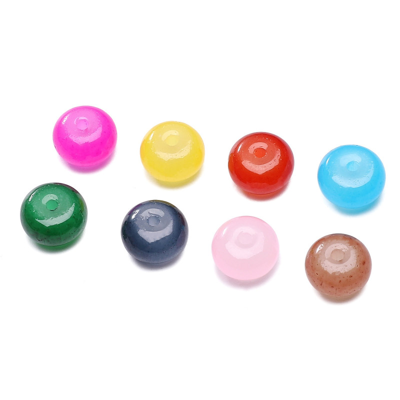 Glass Imitation Jade Straight Hole Abacus Beads Loose Flat Round Handmade Diy Accessories