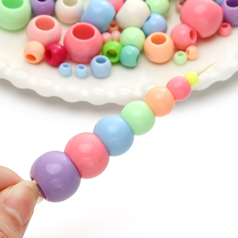 6-20mm Acrylic Ice Cream Color Large Hole Beads Hand String Mixed Loose Round Handmade