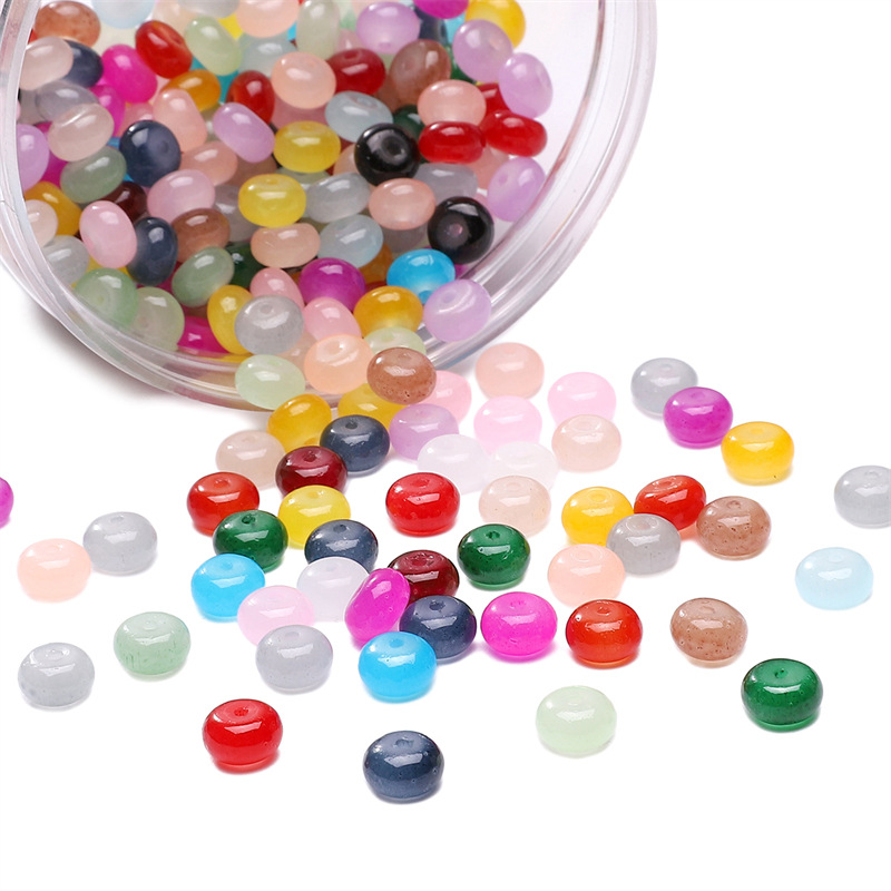 8x5mm Glass Imitation Jade Straight Hole Abacus Beads Loose Handmade Diy Bracelet Jewelry