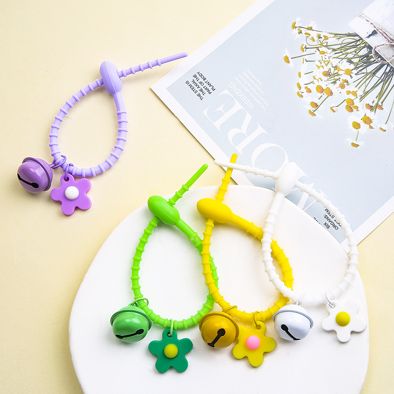 Colorful Silicone Rope Ties, Soft Rubber Flower Bell Accessories, Small Fresh and Simple