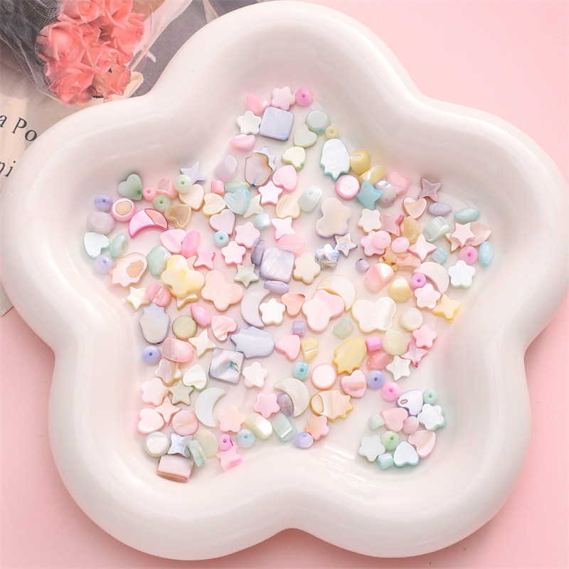 Natural Shell Peach Heart Special-shaped Rice Beads String Round Loose Handmade Diy