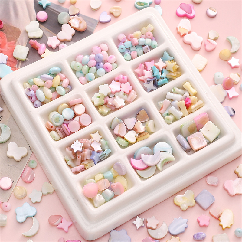 Natural Shell Peach Heart Special-shaped Rice Beads String Round Loose Handmade Diy