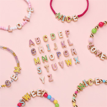 26 Letter Beads Alloy Color Dripping Handmade Diy Homemade Bracelet Jewelry Accessories