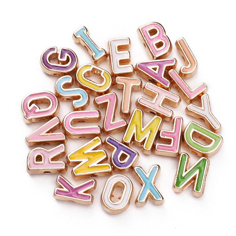 26 Letter Beads Alloy Color Dripping Handmade Diy Homemade Bracelet Jewelry Accessories