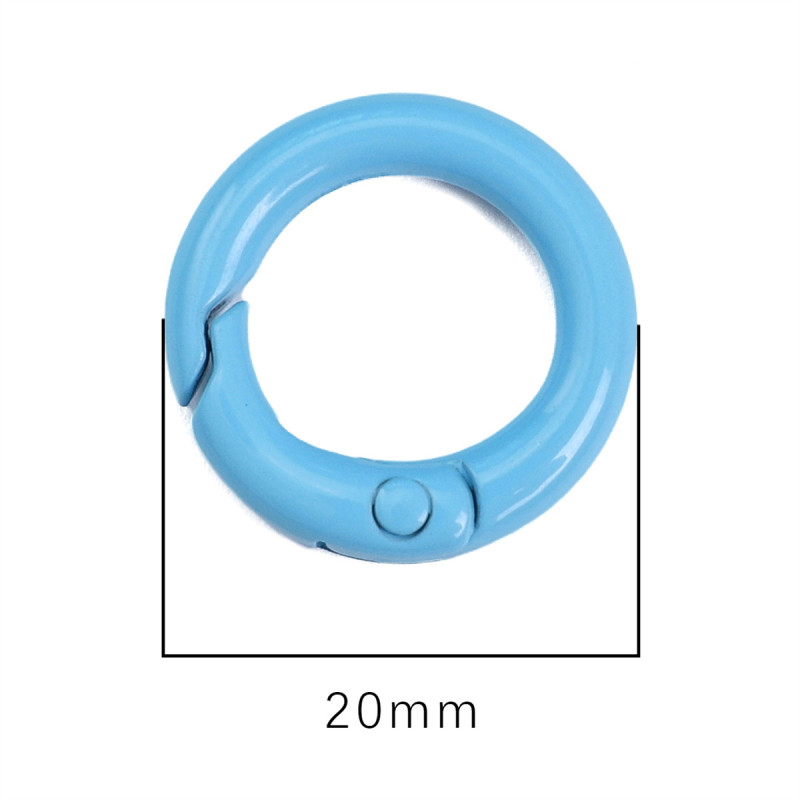 Alloy Spray Painted Colorful Round Key Chain Open Ring Spring Buckle Handmade Diy Mobile