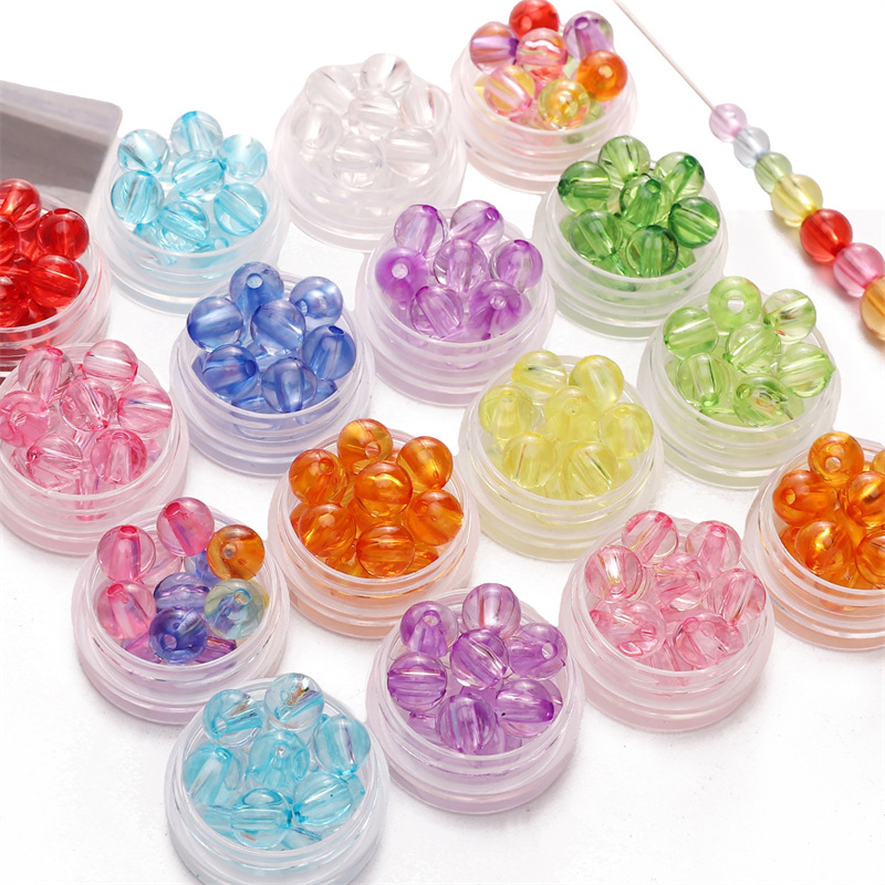 6/8/10mm Acrylic Transparent Round Beads Scattered Diy Handmade Necklace Beaded Jewelry
