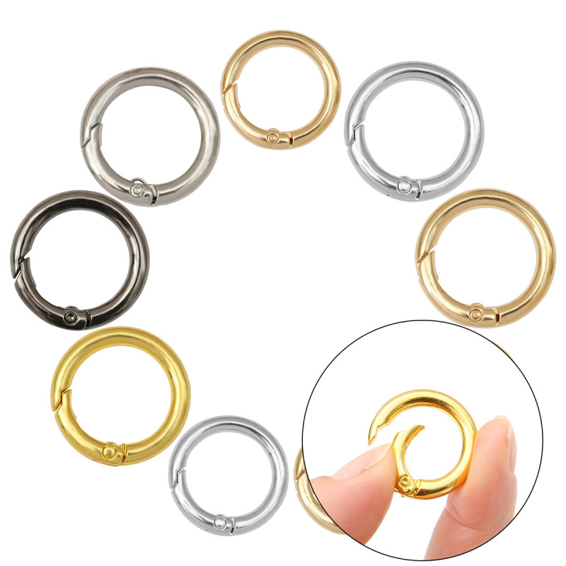 5 Alloy Open Spring Ring Round Buckle Keychains Handmade Diy Bag Hooks Mobile Phone Chain