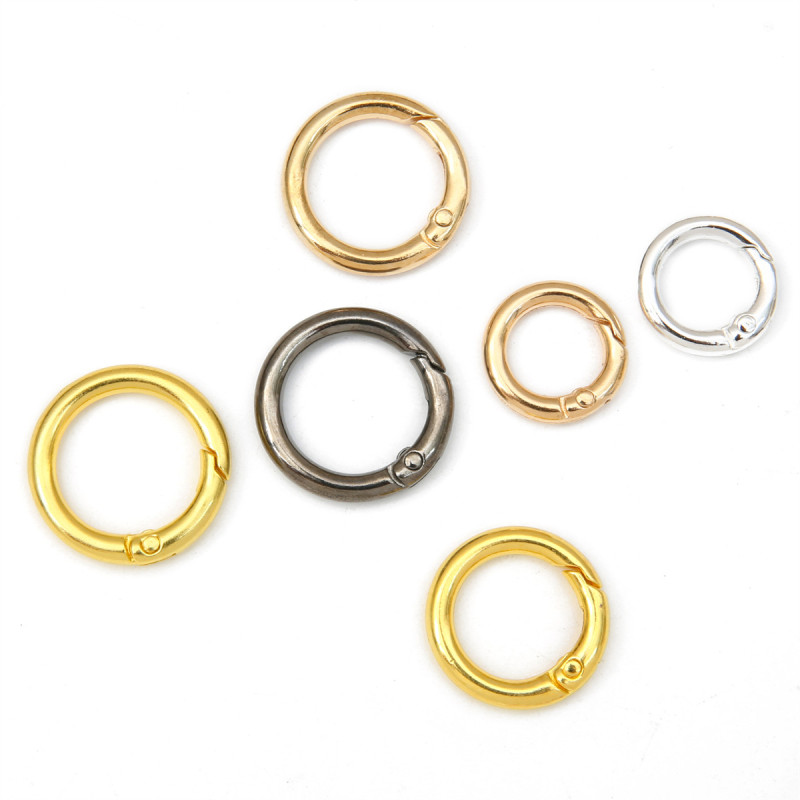 5 Alloy Open Spring Ring Round Buckle Keychains Handmade Diy Bag Hooks Mobile Phone Chain