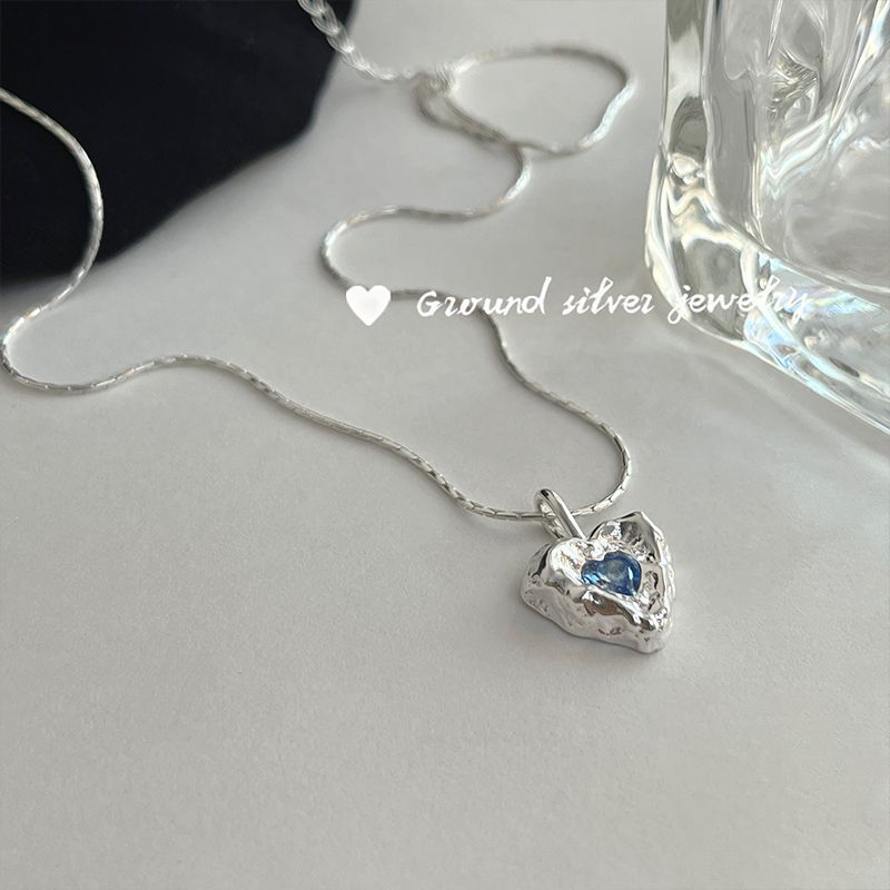 Blue Love Necklace for Women, High-end Girl, Sweet Niche Design, Hip-hop Stacked Ins