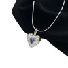 Blue Love Necklace for Women, High-end Girl, Sweet Niche Design, Hip-hop Stacked Ins