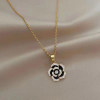 Design Niche Black Camellia Necklace Women's Clavicle Chain 2022 New Ins Simple