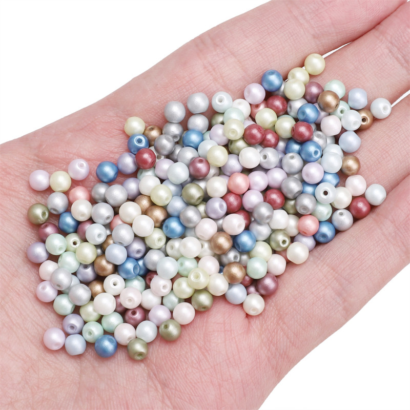 4mm Glass Pearl Beads Loose Rice Diy Handmade Bracelet Necklace Jewelry Material Package