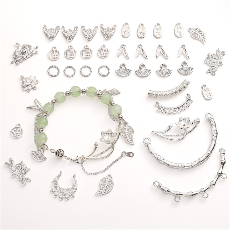 New Style Silver Alloy Single Circle Pendant Elbow Half Bracelet Accessories Diy Handmade