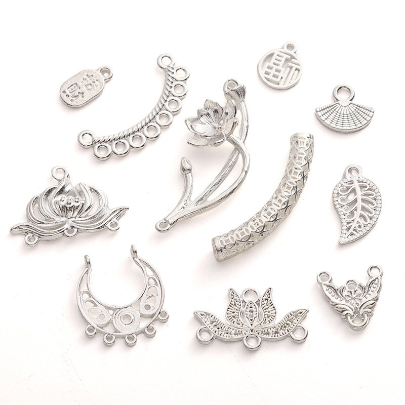 New Style Silver Alloy Single Circle Pendant Elbow Half Bracelet Accessories Diy Handmade
