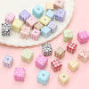 Acrylic Cow Pattern Printed Beads Lattice Square Handmade Diy Bracelets Floral Butterfly