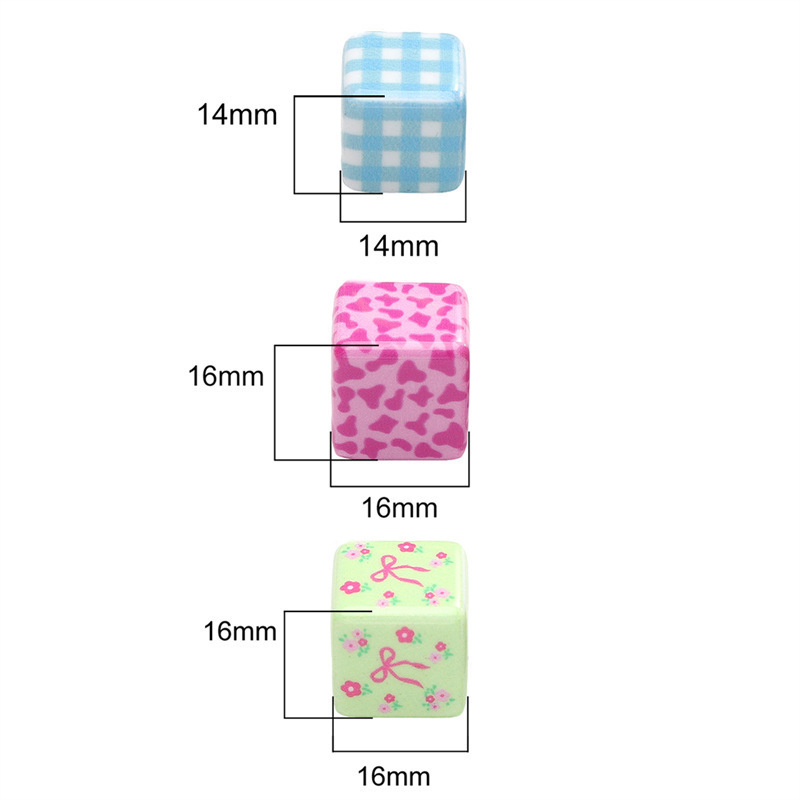 Acrylic Cow Pattern Printed Beads Lattice Square Handmade Diy Bracelets Floral Butterfly