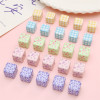 Acrylic Cow Pattern Printed Beads Lattice Square Handmade Diy Bracelets Floral Butterfly