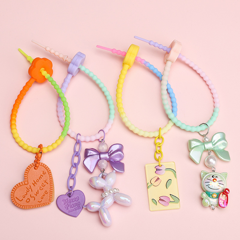 Silicone Plum Blossom Gradient Keychain Diy Clothing Bag Jewelry Lanyard Data Cable