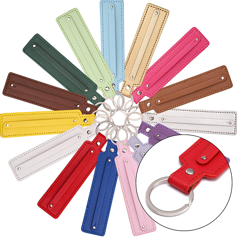 Leather Keychain Spring Buckle Handmade Diy Jewelry Accessories Plug-in Connection Ring