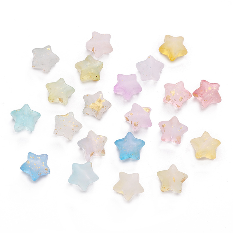 10x9mm Acrylic Dot Gold Beads Straight Hole Five-pointed Star Handmade Diy Loose Bracelet