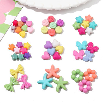 Acrylic Solid Color Loose Beads Love Heart Flowers Handmade Bracelet Necklace Mobile