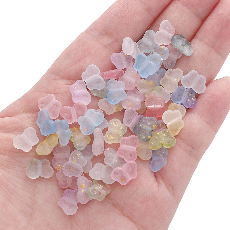 10x7mm Acrylic Gold Beads Straight Hole Butterfly Loose Handmade Diy Bracelet Necklace