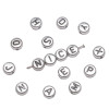 4x7mm Acrylic English Letters Silver + Black Diy Handmade Beaded Necklace Loose Beads
