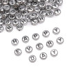 4x7mm Acrylic English Letters Silver + Black Diy Handmade Beaded Necklace Loose Beads