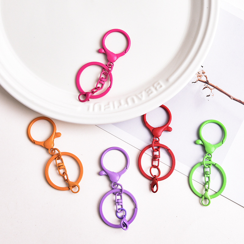 Metal Painted Colorful Round Lobster Clasp Three-piece Set with 14mm Jewelry Diy