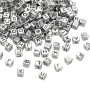 6x6mm Acrylic English Letters Square Ancient Silver Diy Handmade Beaded Necklace Loose