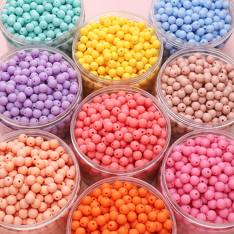 8-10mm Acrylic Solid Color Frosted Round Beads Handmade Diy Bracelet Necklace Material