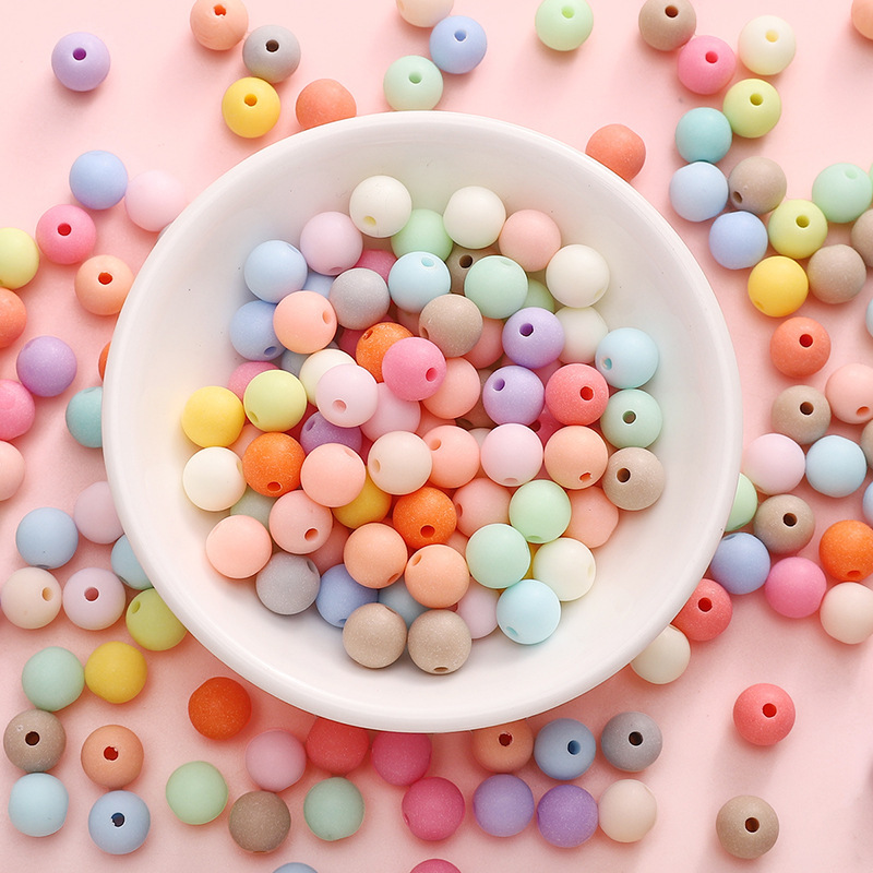 8-10mm Acrylic Solid Color Frosted Round Beads Handmade Diy Bracelet Necklace Material