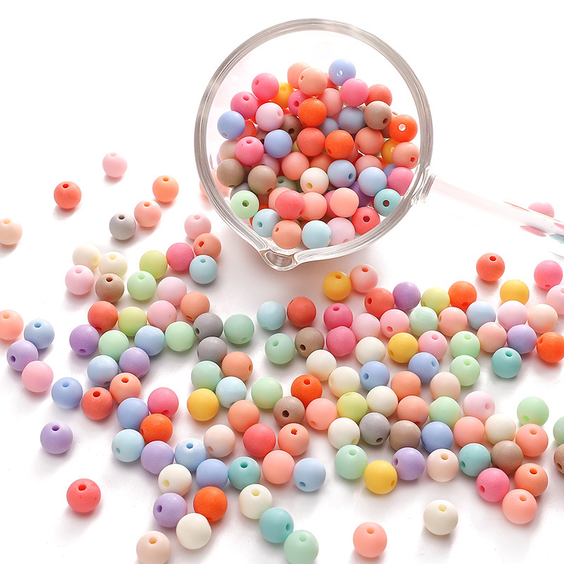 8-10mm Acrylic Solid Color Frosted Round Beads Handmade Diy Bracelet Necklace Material