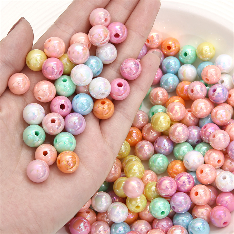 Acrylic Solid Color Colorful Round Beads String Loose Diy Production Bracelet Jewelry