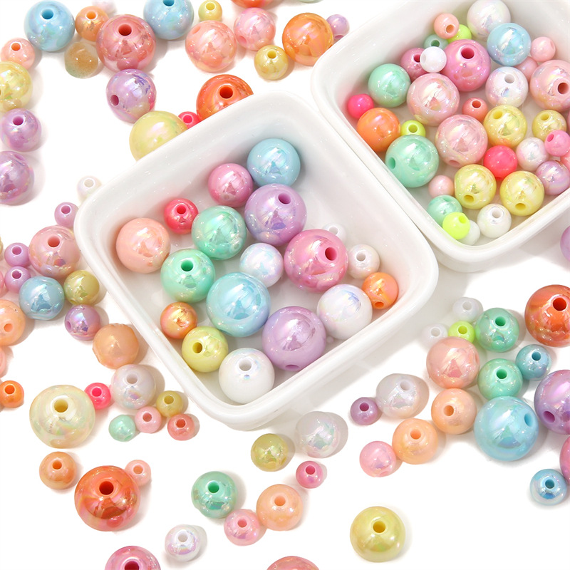 Acrylic Solid Color Colorful Round Beads String Loose Diy Production Bracelet Jewelry
