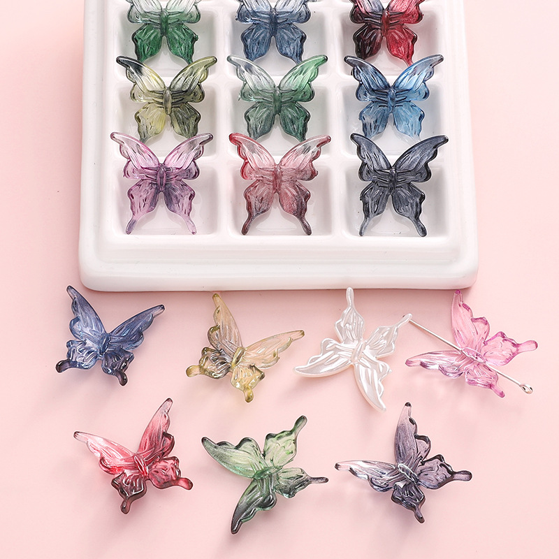 Acrylic Transparent Two-color Gradient Butterfly Beads Handmade Diy Bracelet Necklace