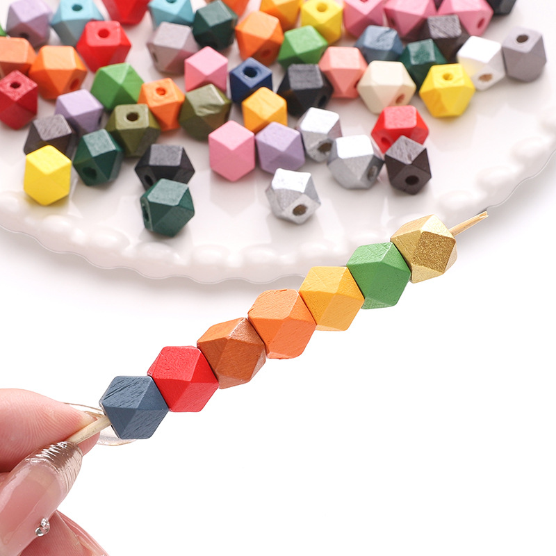 10mm Wooden Octagonal Beads Round Handmade Diy Bracelet Necklace Pendant Material Package