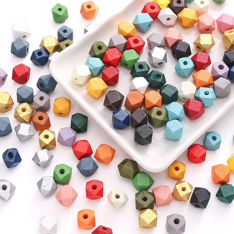 10mm Wooden Octagonal Beads Round Handmade Diy Bracelet Necklace Pendant Material Package