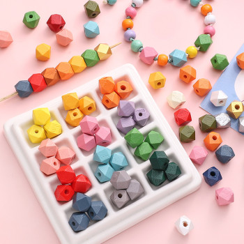 10mm Wooden Octagonal Beads Round Handmade Diy Bracelet Necklace Pendant Material Package