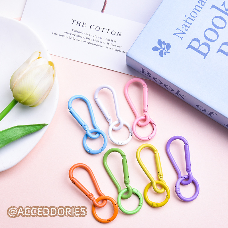 Colorful Painted Metal Gourd Buckle with Spring Diy Jewelry Accessories Keychain Pendant