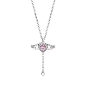 Cupid Heart Diy Necklace Fashion Romantic Angel Wings Love Niche Pendant