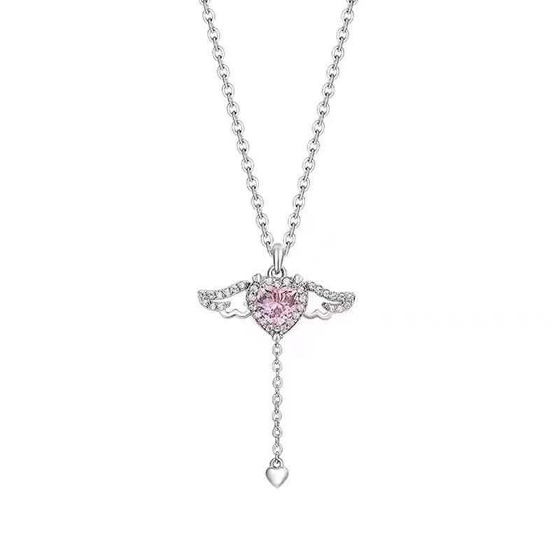 Cupid Heart Diy Necklace Fashion Romantic Angel Wings Love Niche Pendant