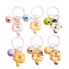 Cartoon Cute Donut Cat Diy Pendant Spring Ring Candy Color Bell Accessories Keychain Bag